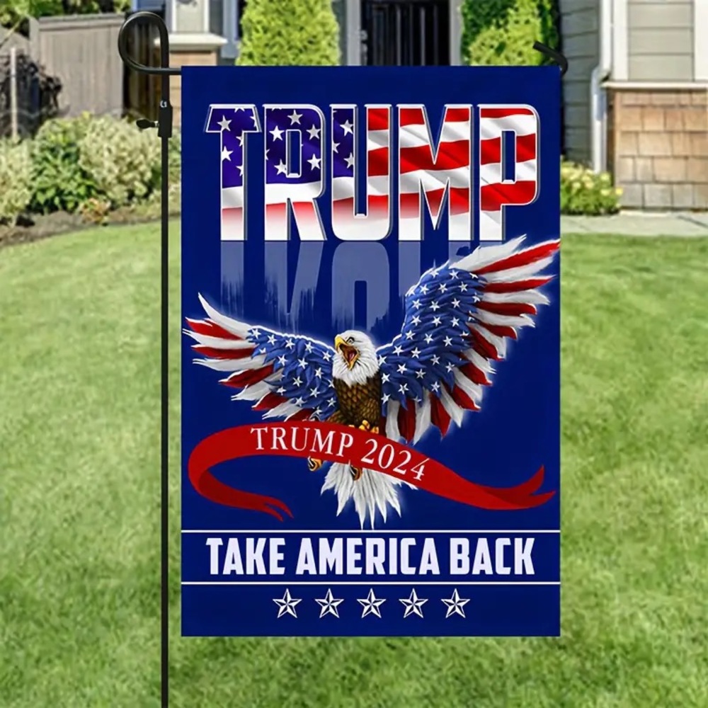 🇺🇸”TRUMP 2024 TAKE AMERICA BACK” American Eagle & Stars Garden Flag!